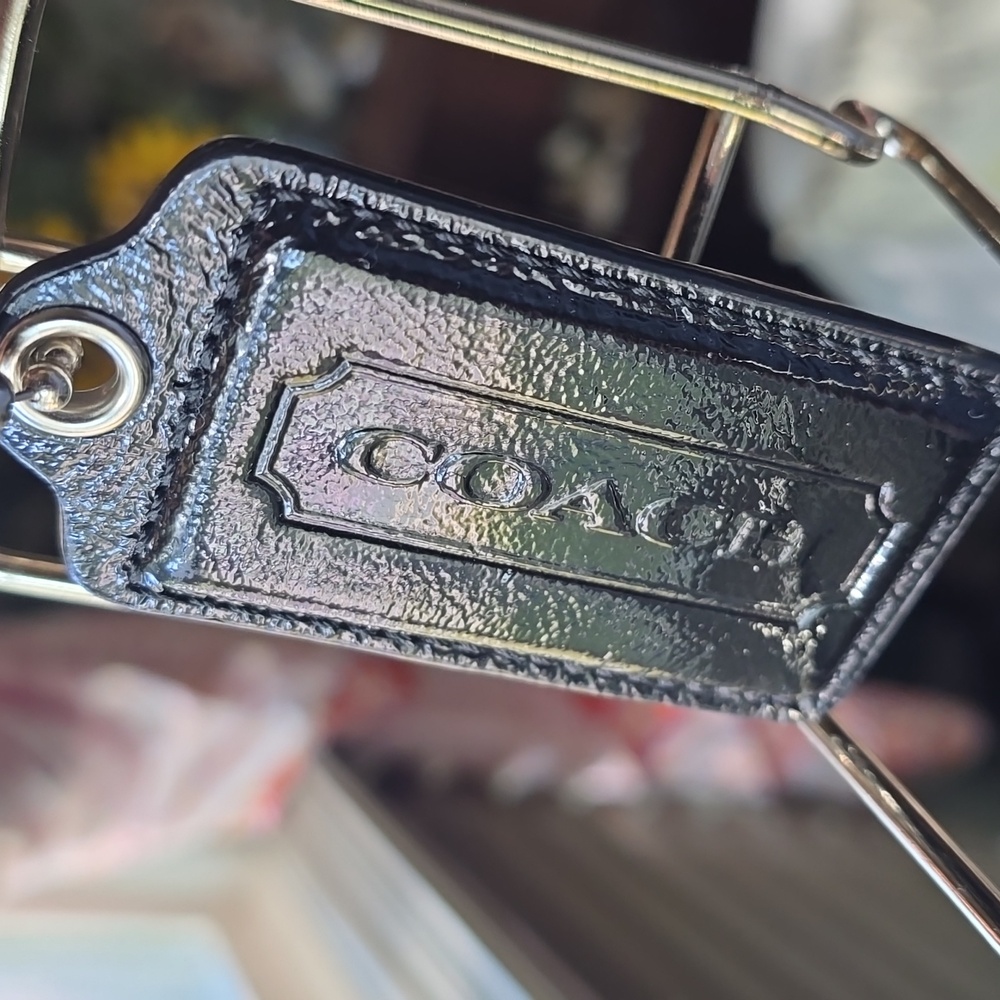 Coach Poppy Black Leather Key Fob Large